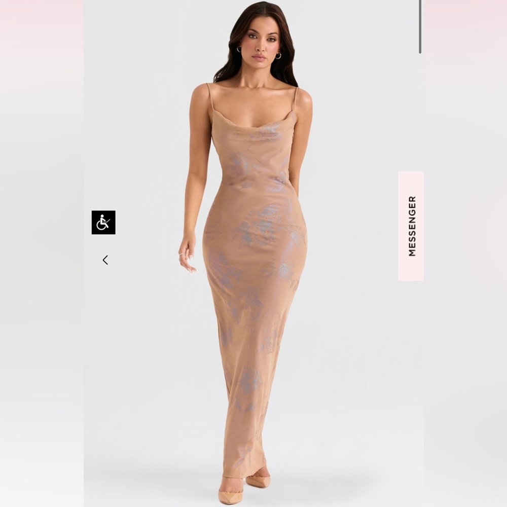 GABRIELLE IRIDESCENT CAFE AU LAIT MAXI DRESS
House of CB